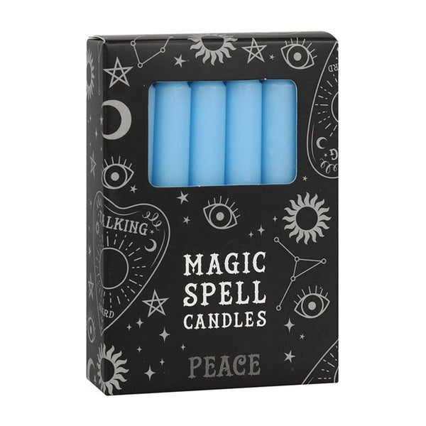 Set of 12 Light Blue 'Peace' Spell Candles Candles Secret Halo 