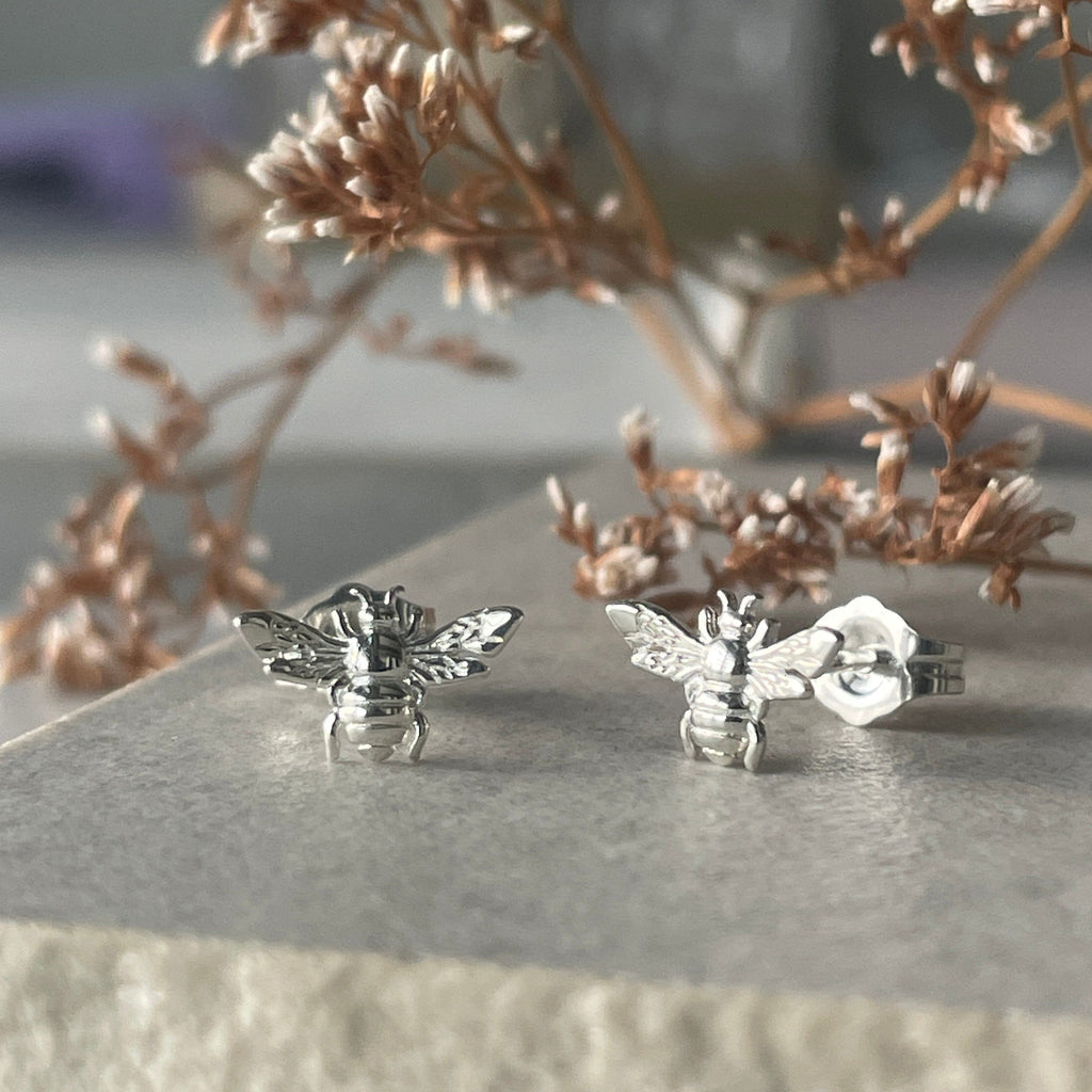 Silver Bee Studs Earrings Secret Halo 