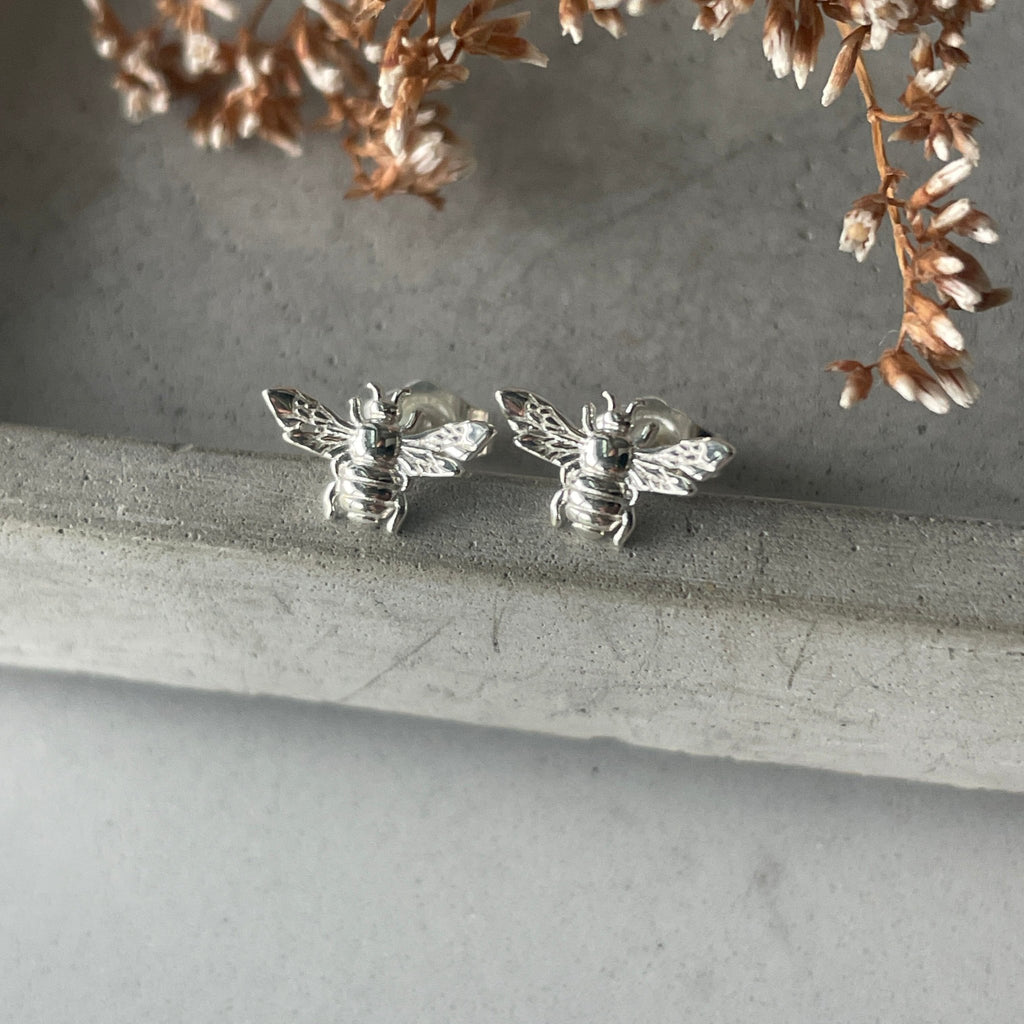 Silver Bee Studs Earrings Secret Halo 