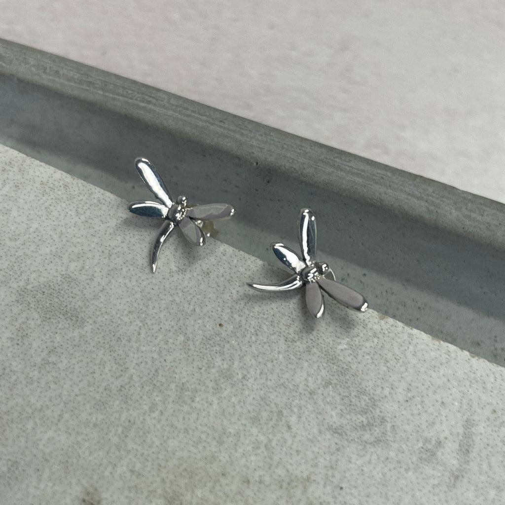 Silver Dragonfly Studs Earrings Secret Halo 