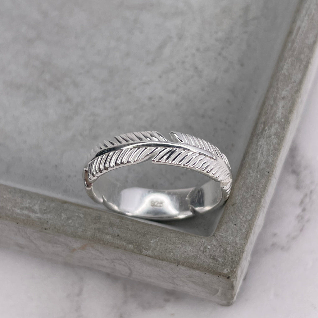 Silver Feather Band Ring Rings Secret Halo 