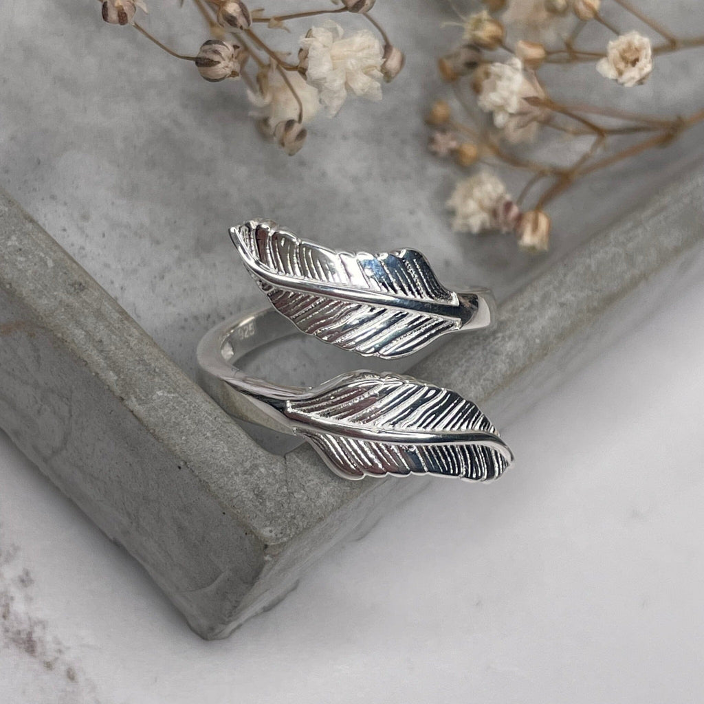 Silver Feather Wrap Ring Rings Secret Halo XS 