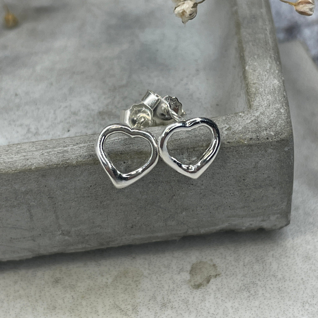 Silver Heart Studs Earrings Secret Halo 