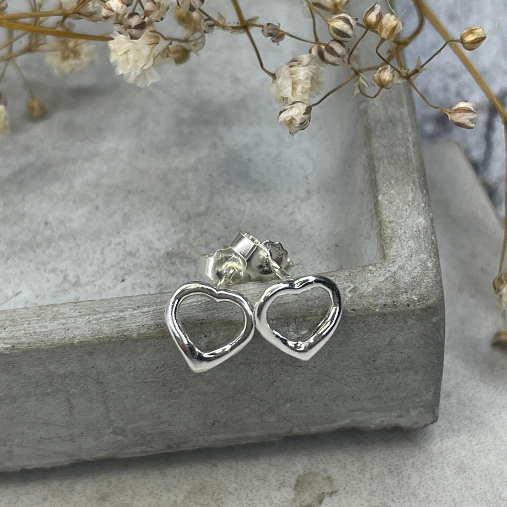 Silver Heart Studs Earrings Secret Halo 