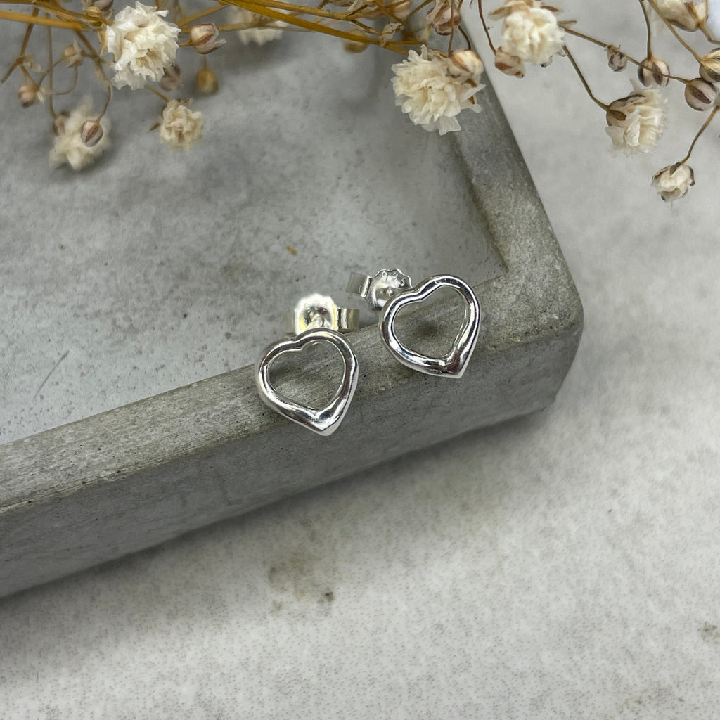 Silver Heart Studs Earrings Secret Halo 