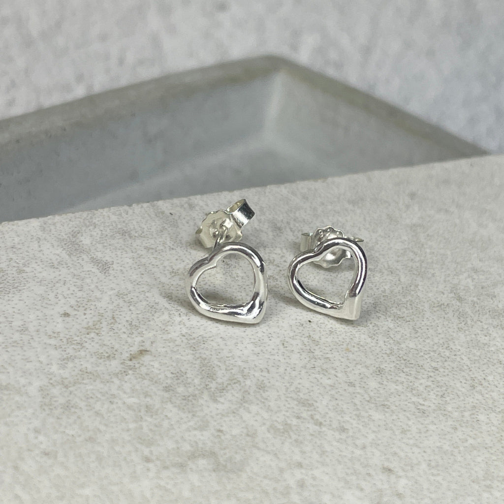 Silver Heart Studs Earrings Secret Halo 