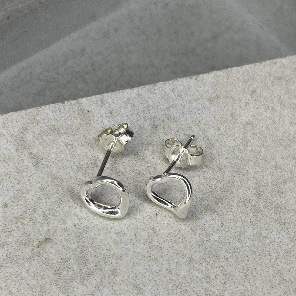 Silver Heart Studs Earrings Secret Halo 