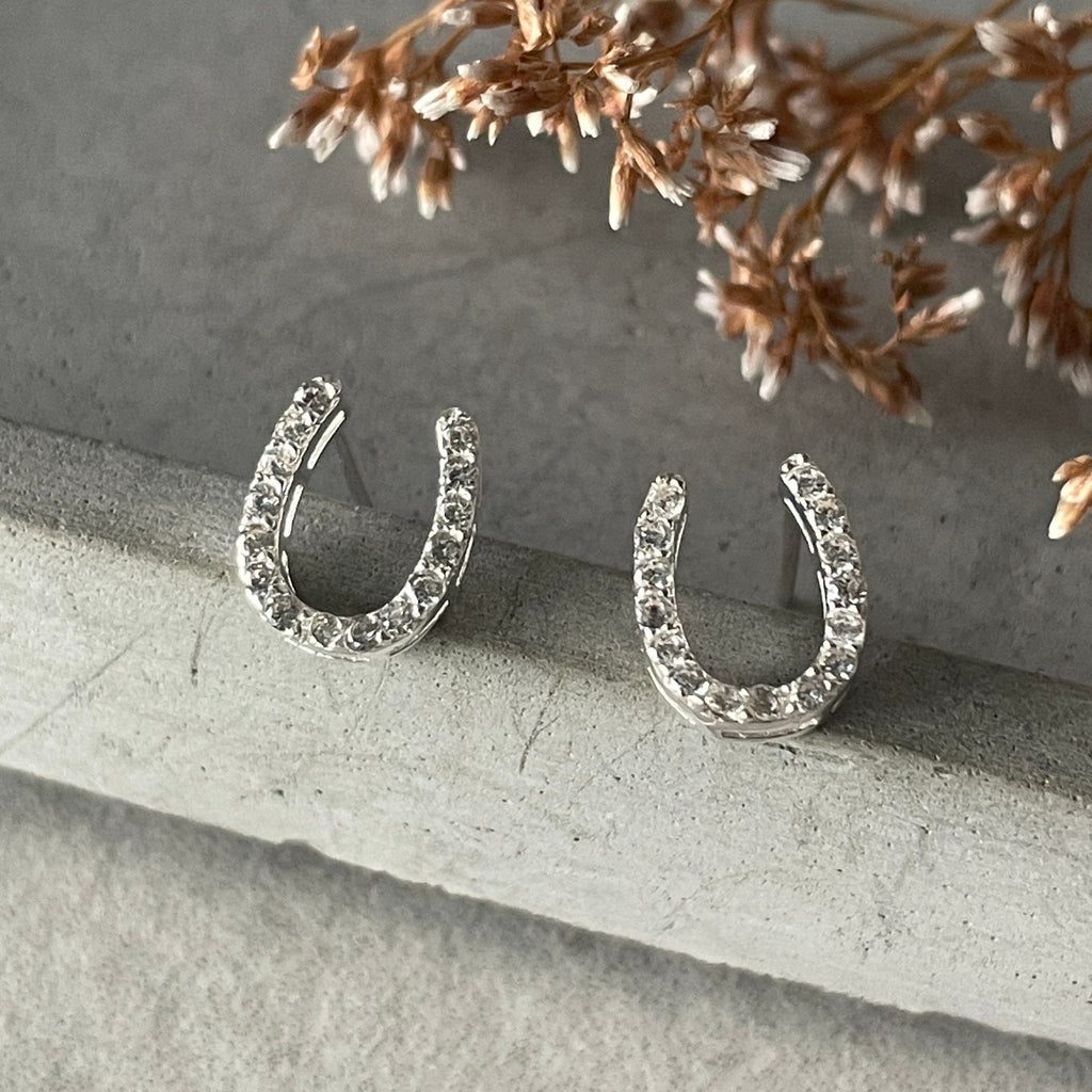 Silver Horseshoe Stud Earrings Earrings Secret Halo 