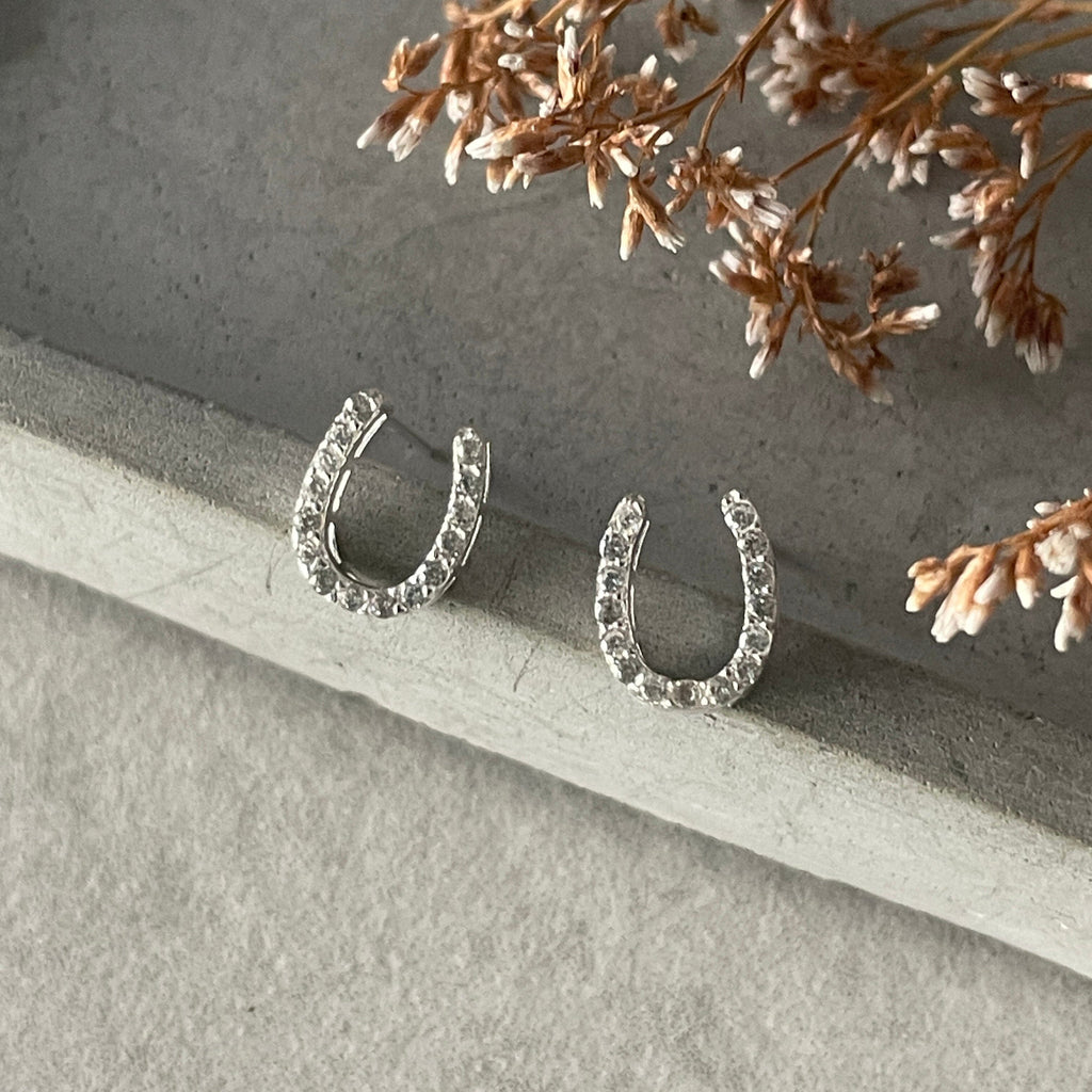 Silver Horseshoe Stud Earrings Earrings Secret Halo 