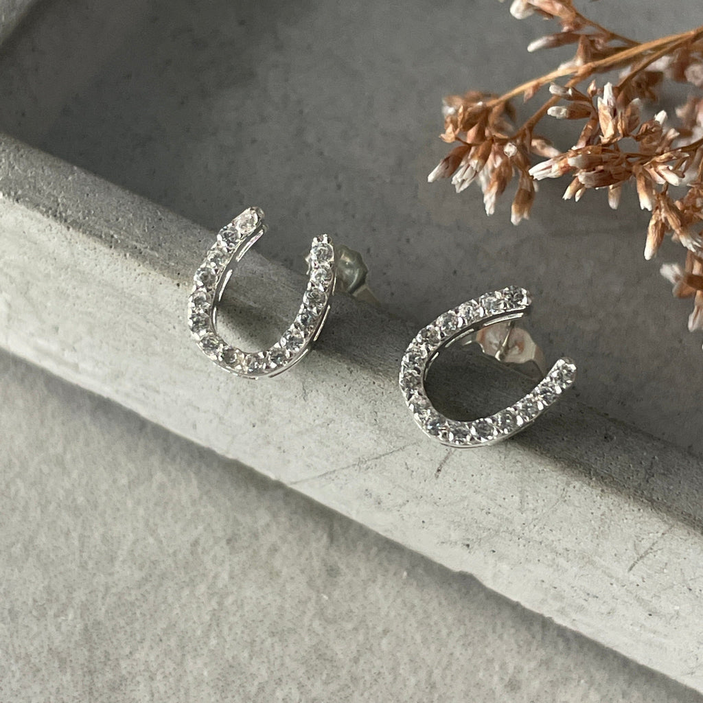 Silver Horseshoe Stud Earrings Earrings Secret Halo 