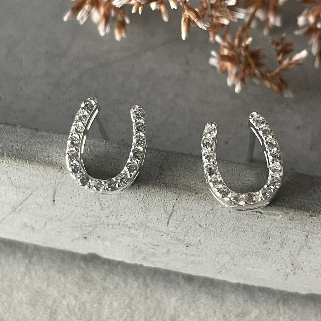 Silver Horseshoe Stud Earrings Earrings Secret Halo 