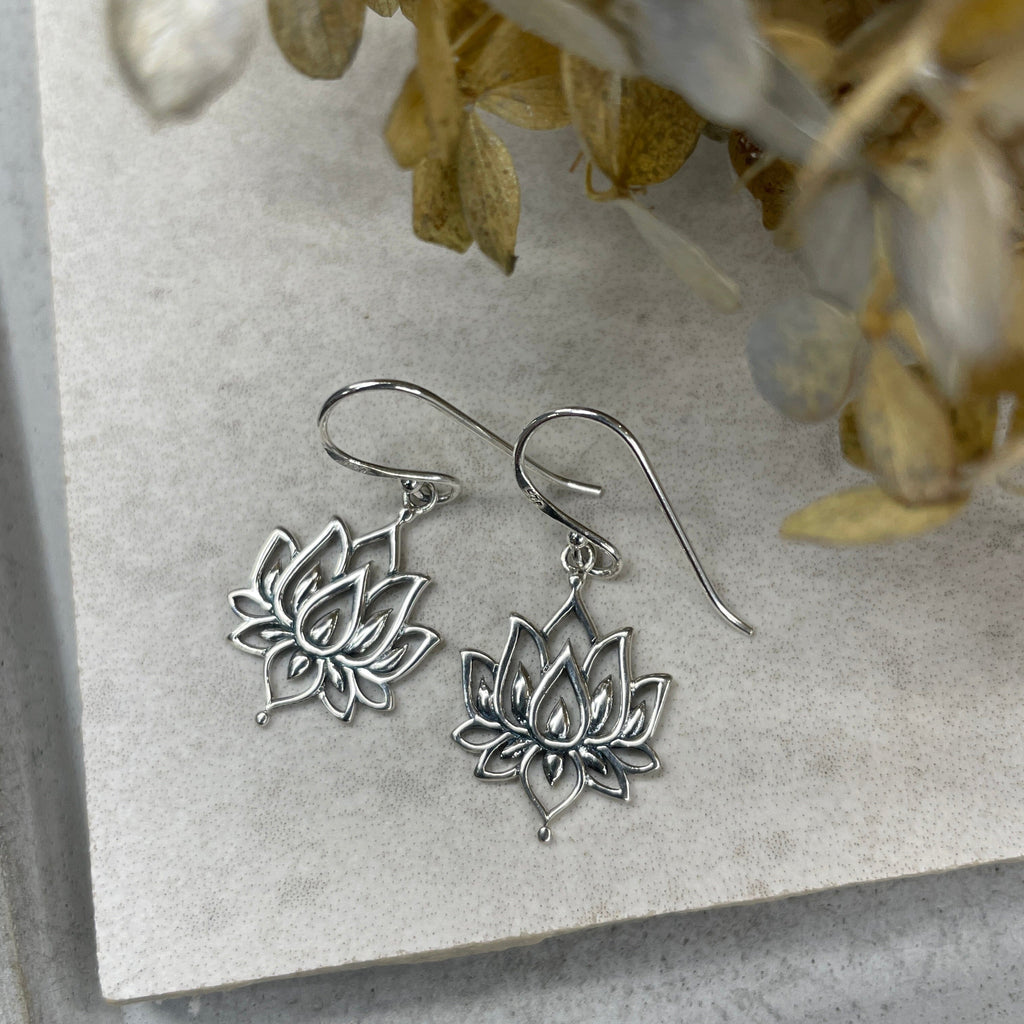 Silver Lotus Earrings Earrings Secret Halo 