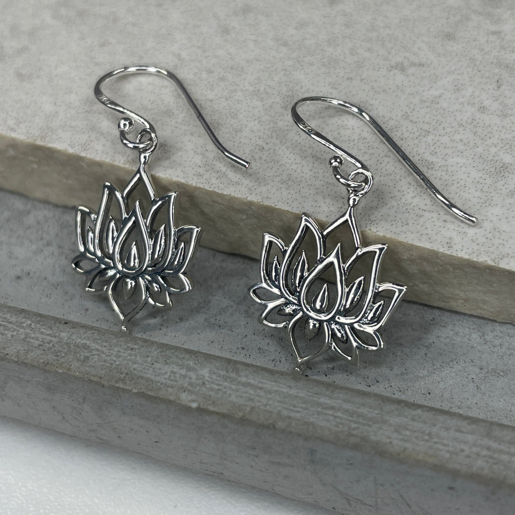 Silver Lotus Earrings Earrings Secret Halo 