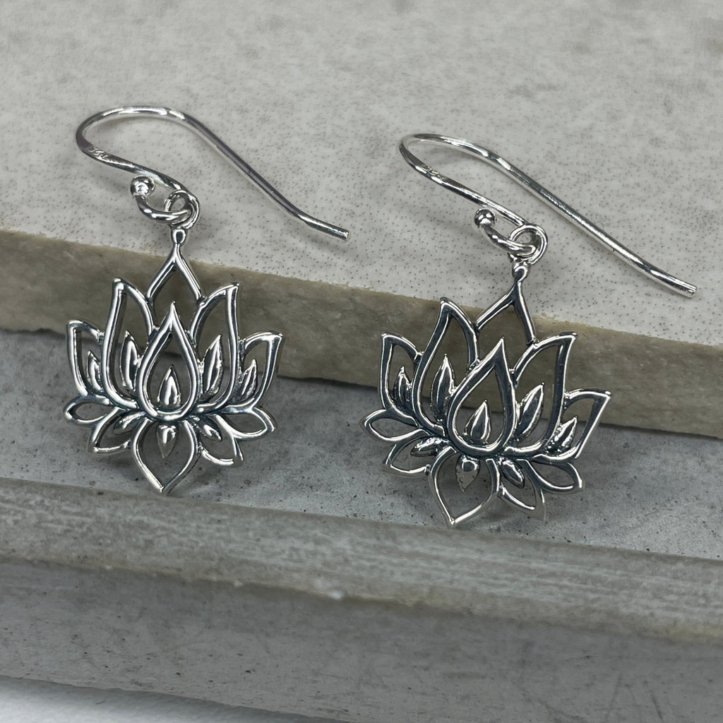 Silver Lotus Earrings Earrings Secret Halo 