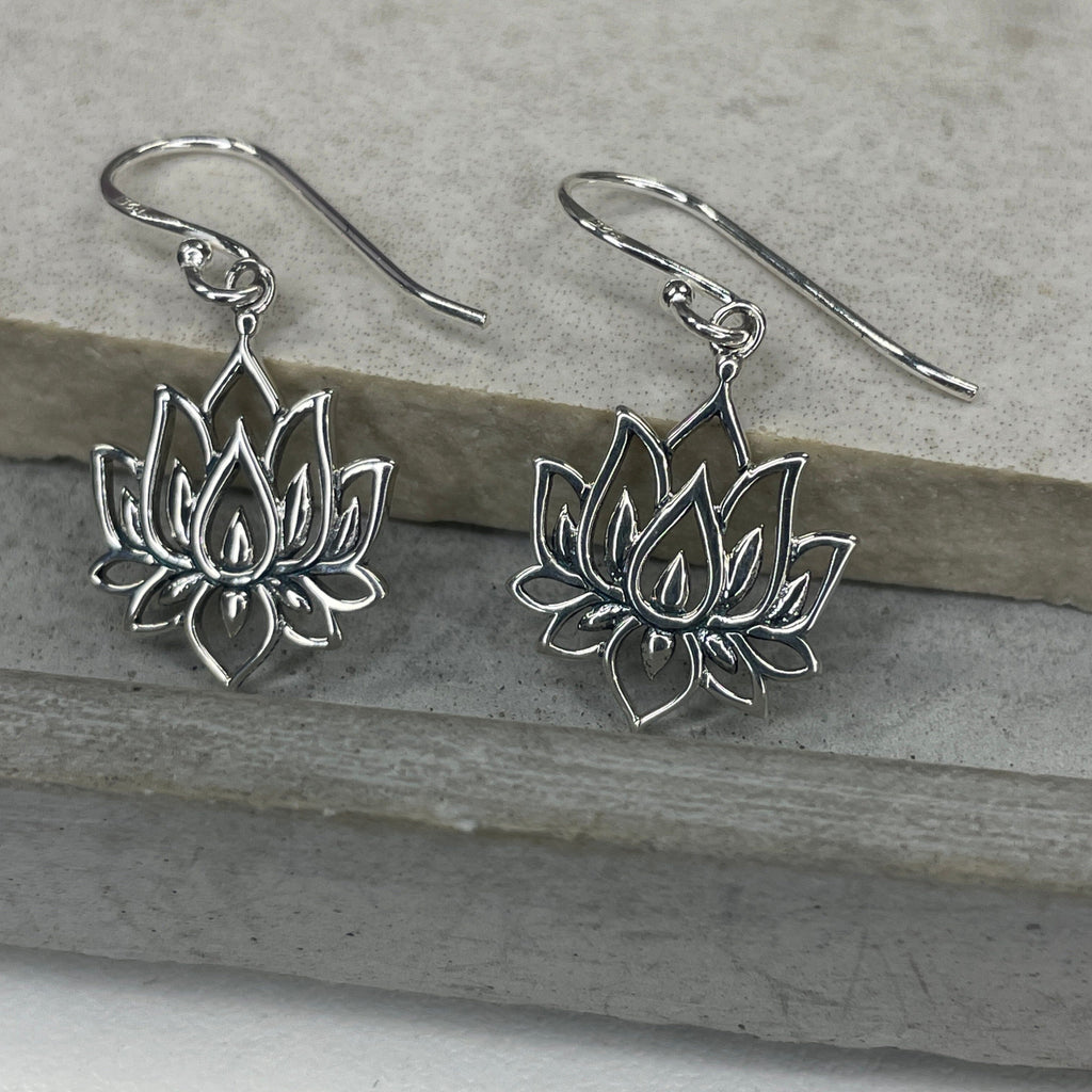 Silver Lotus Earrings Earrings Secret Halo 