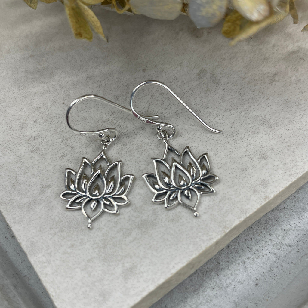 Silver Lotus Earrings Earrings Secret Halo 