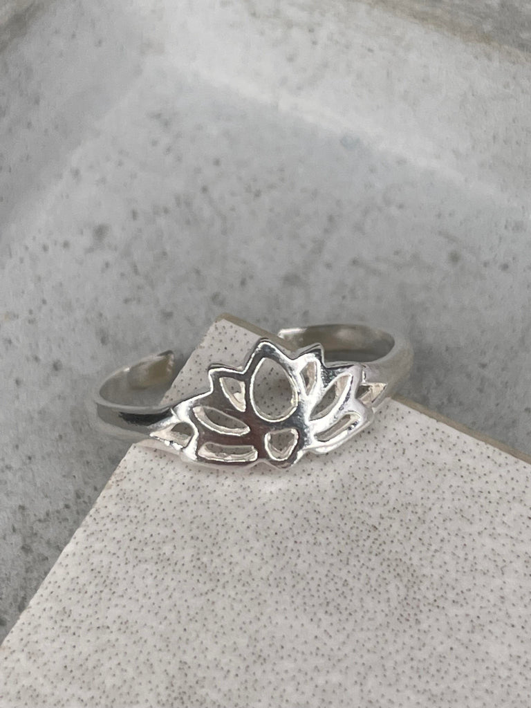 Silver Lotus Toe Ring Toe Rings Secret Halo 