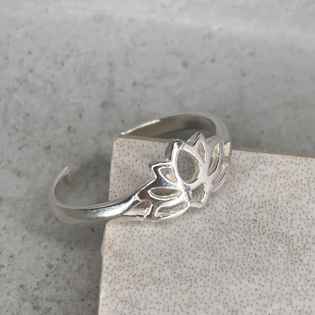 Silver Lotus Toe Ring Toe Rings Secret Halo 