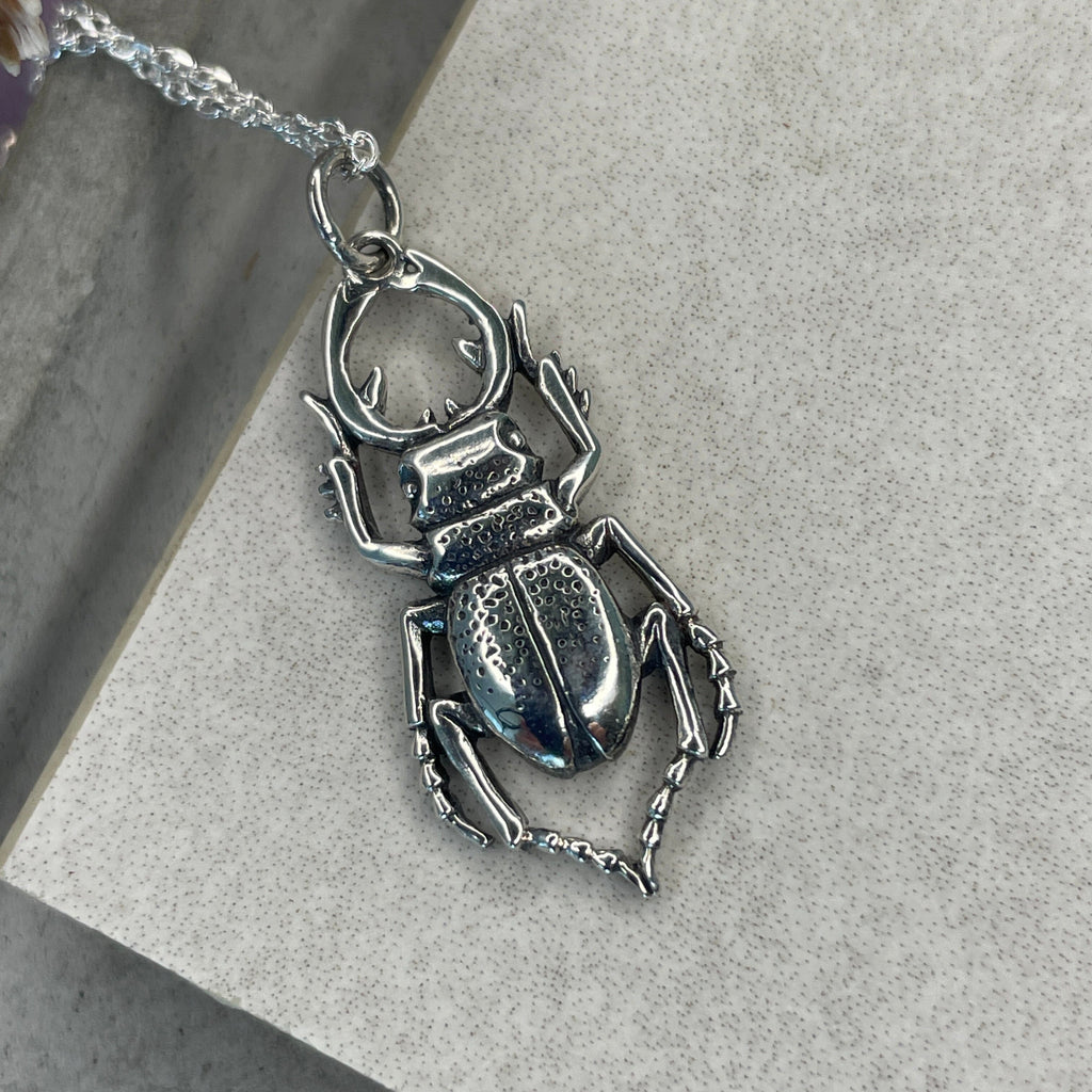 Silver Stag Beetle Necklace Necklaces & Pendants Secret Halo 