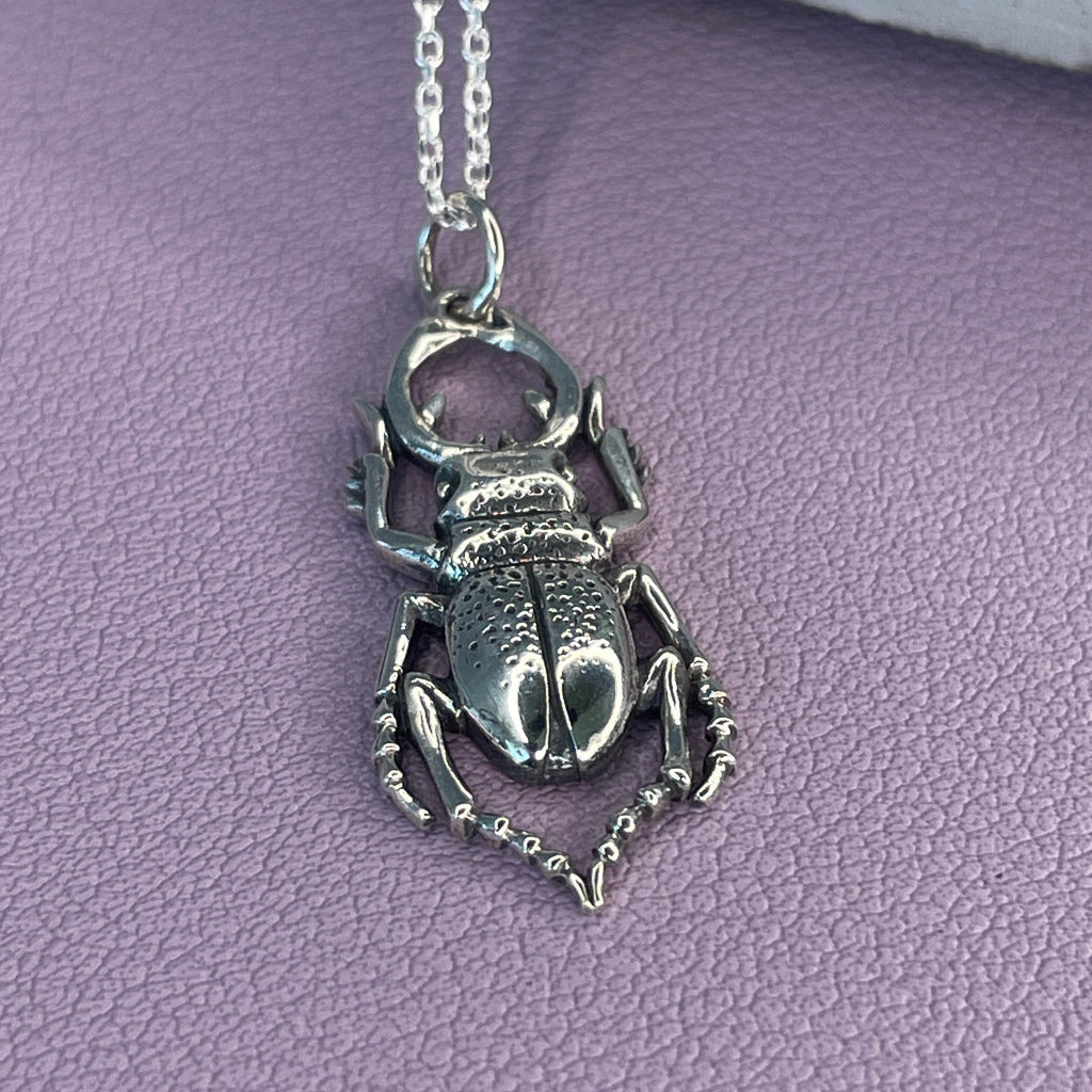 Silver Stag Beetle Necklace Necklaces & Pendants Secret Halo 