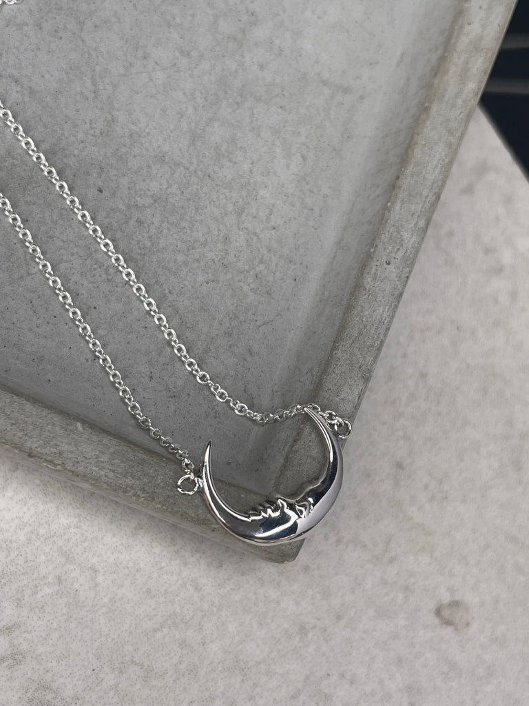 Sleepy Crescent Moon Necklace Necklaces & Pendants Secret Halo 