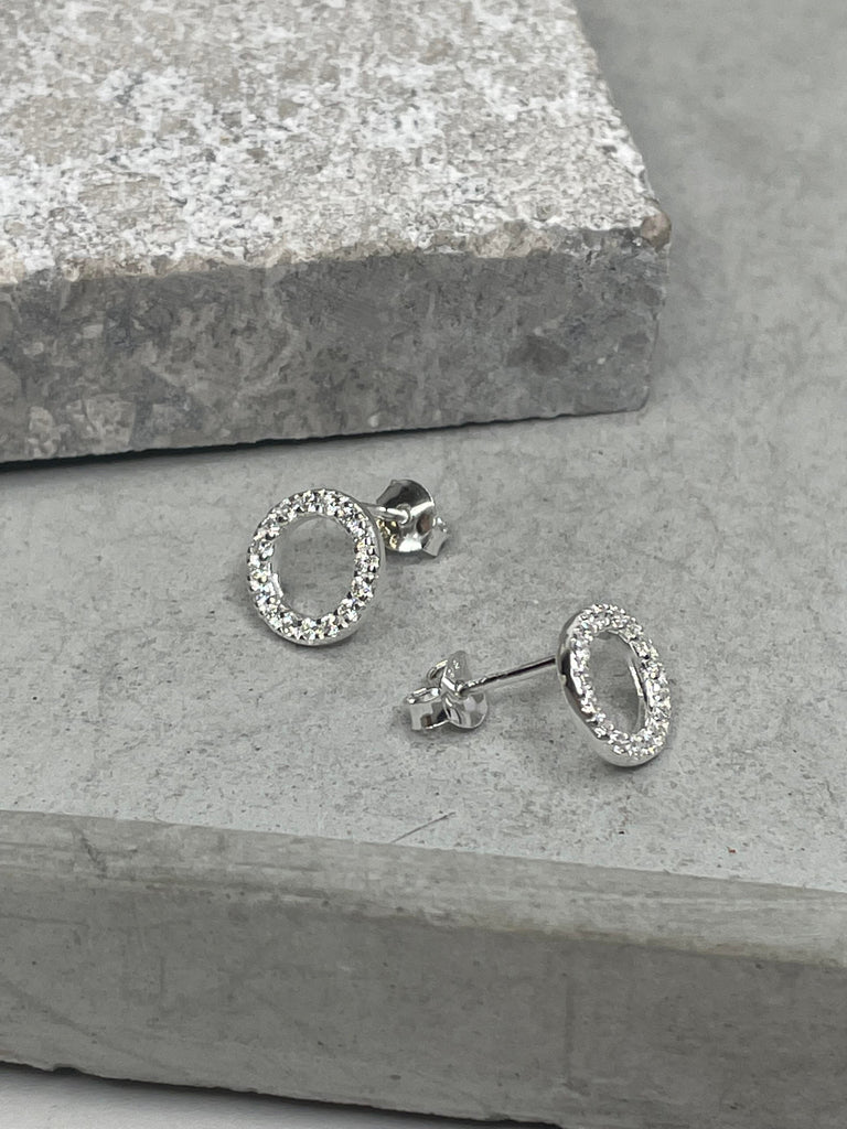 Sparkly Circle Studs Earrings Secret Halo 