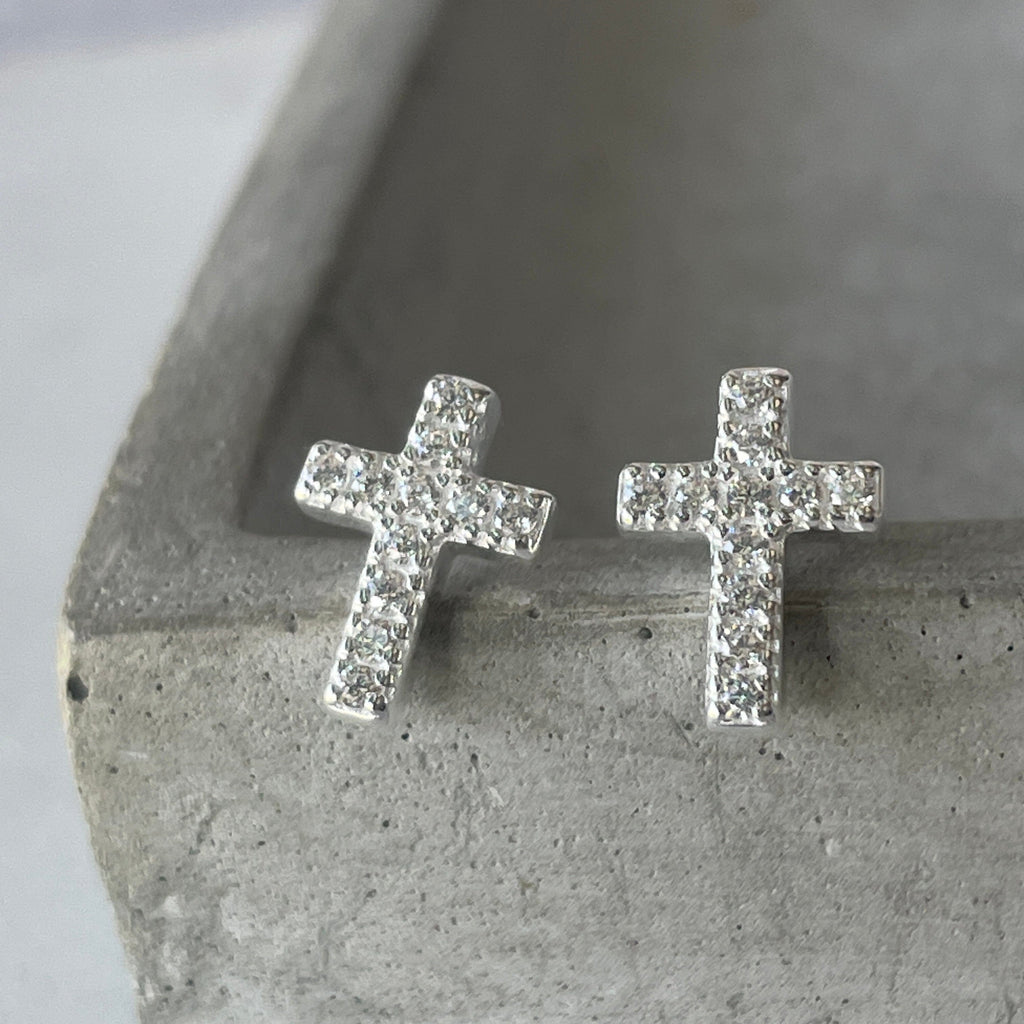 Sparkly Cross Studs Earrings Secret Halo 