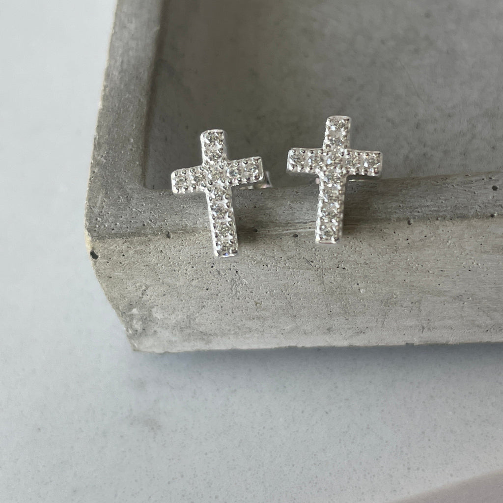 Sparkly Cross Studs Earrings Secret Halo 