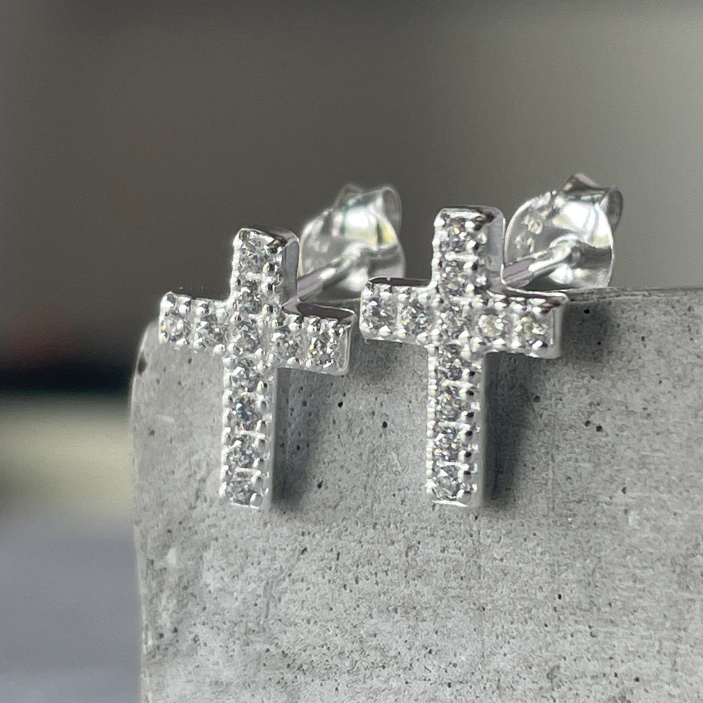 Sparkly Cross Studs Earrings Secret Halo 