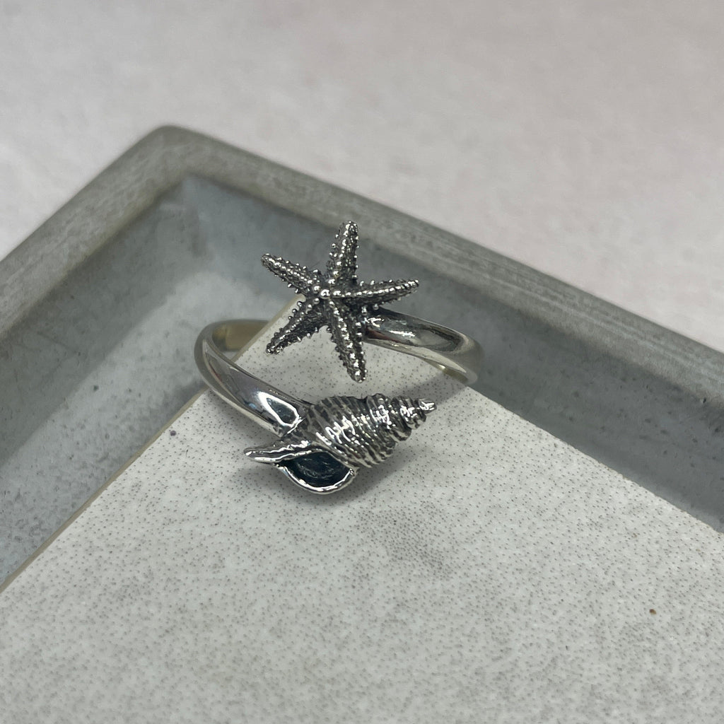 Starfish & Conch Shell Ring Rings Secret Halo 