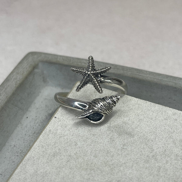 Starfish & Conch Shell Ring Rings Secret Halo 