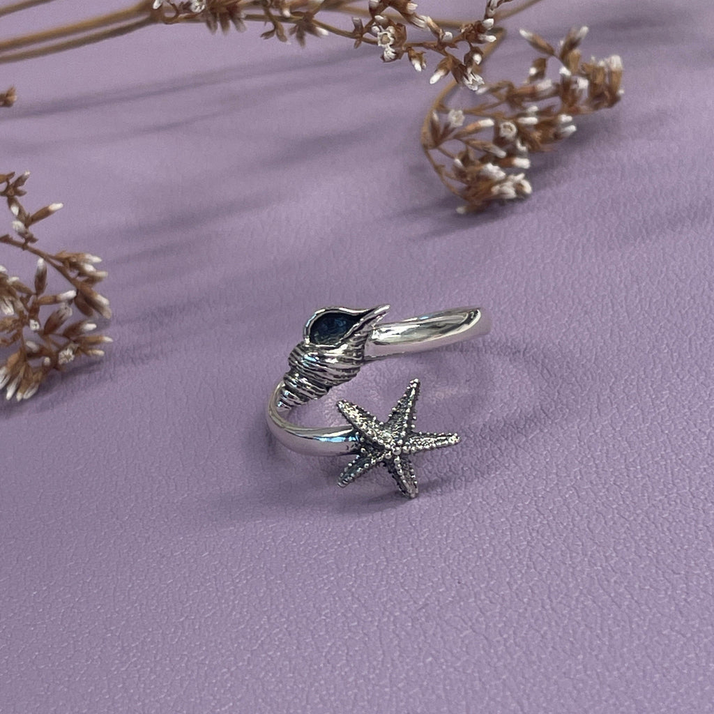 Starfish & Conch Shell Ring Rings Secret Halo 