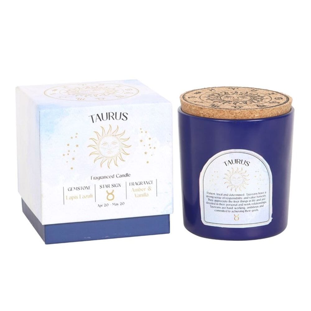 Taurus Amber & Vanilla Gemstone Zodiac Candle Candles Secret Halo 