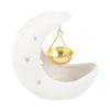 White Crescent Moon Hanging Oil Burner with Gold Dish Home Fragrance Secret Halo 