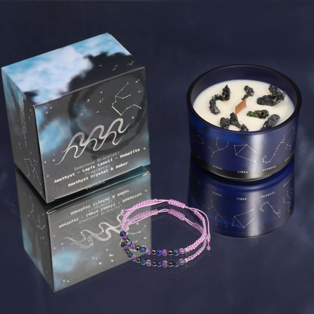 Zodiac Candle with Crystal Bracelet Candles Secret Halo 