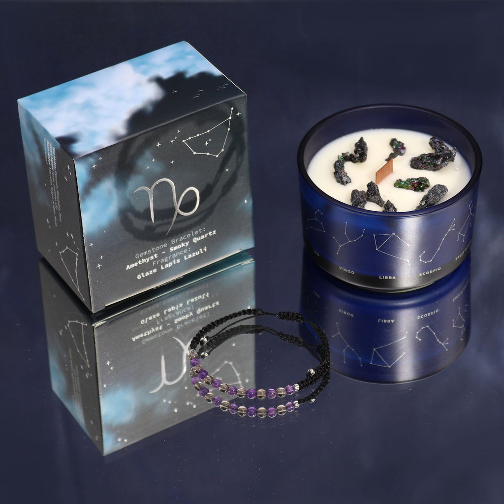 Zodiac Candle with Crystal Bracelet Candles Secret Halo Capricorn 