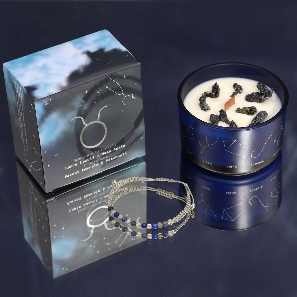 Zodiac Candle with Crystal Bracelet Candles Secret Halo Taurus 