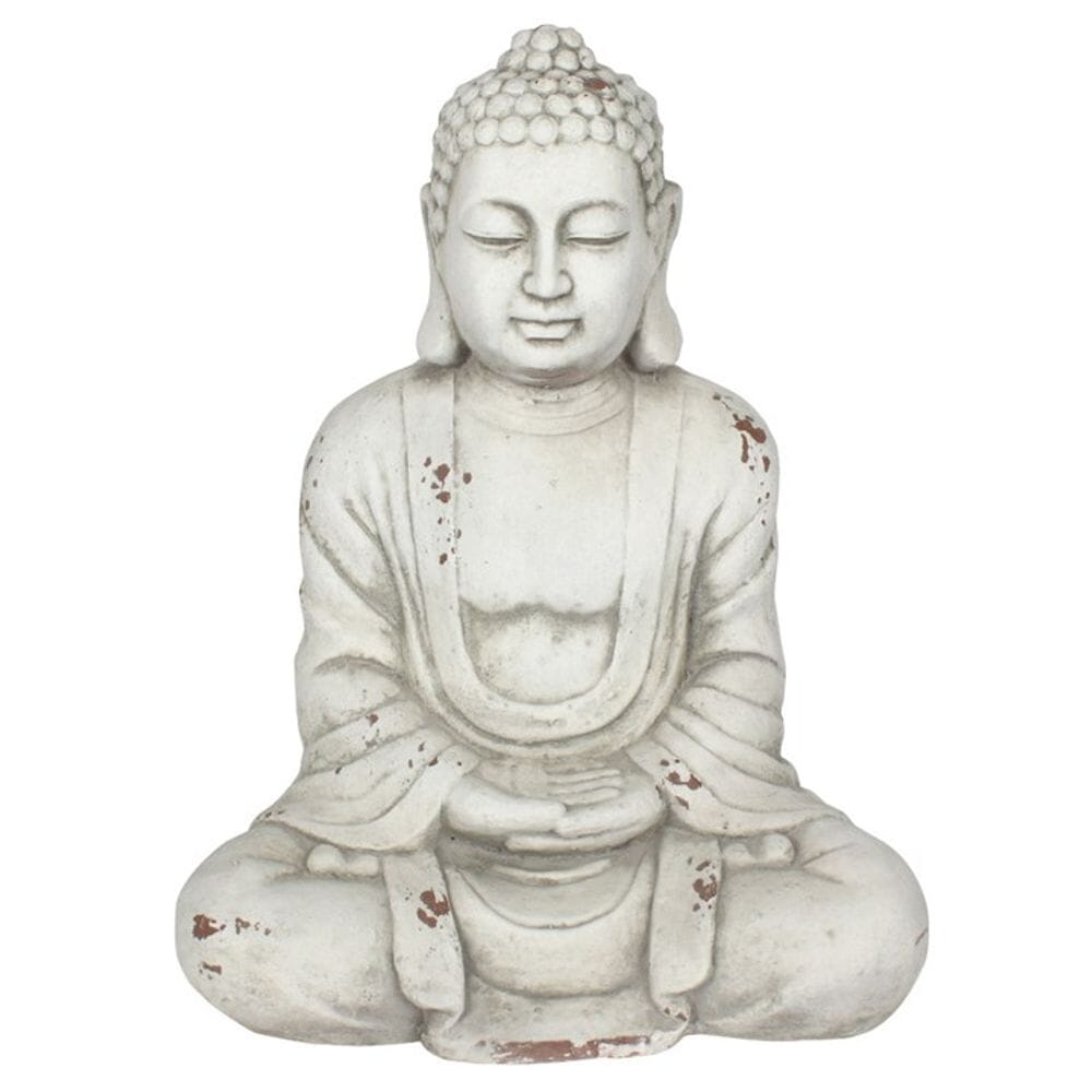 58cm White Hands In Lap Sitting Garden Buddha Ornaments N/A 