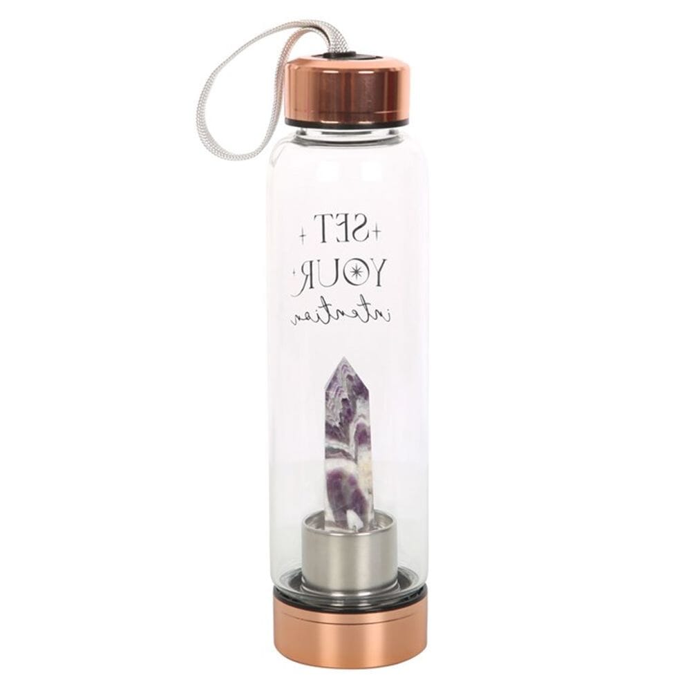 Amethyst Set Your Intention Glass Water Bottle Gifts Secret Halo 