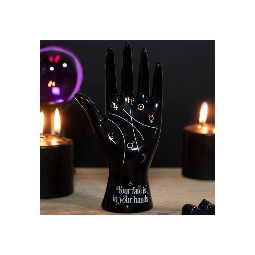 Black Ceramic Palmistry Hand Ornament Secret Halo 