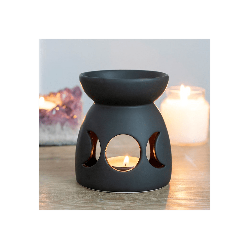 Black Triple Moon Cut Out Oil Burner Candle Holders N/A 