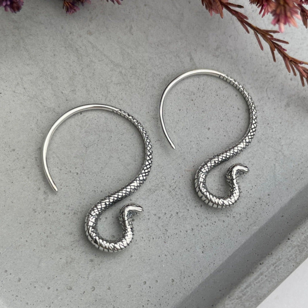 Cobra Hoop Earrings - Silver Earrings Secret Halo 