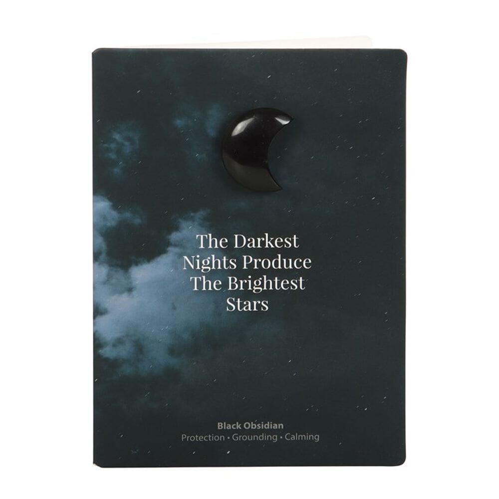 Darkest Nights Black Obsidian Crystal Moon Greeting Card Cards Secret Halo 