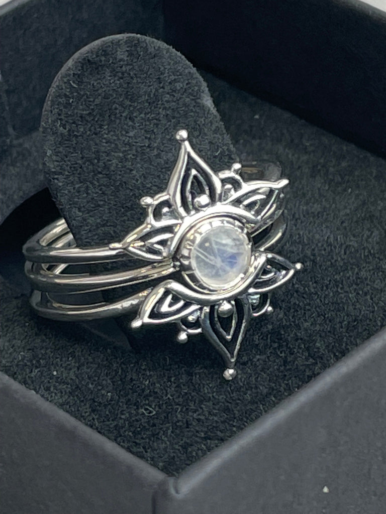 Moonstone Boho Ring Set Rings Secret Halo 