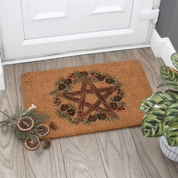 Natural Winter Solstice Pentagram Doormat Decor Secret Halo 