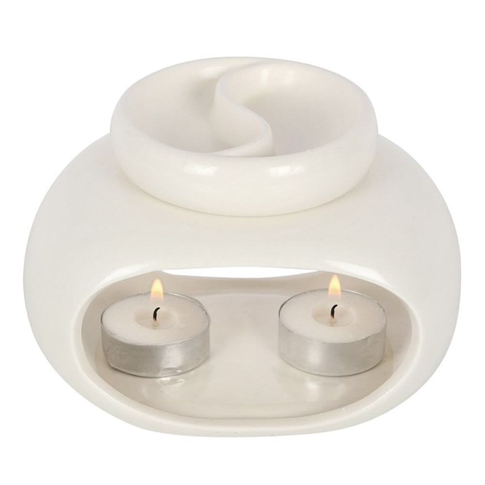 Off White Double Oil Burner Candle Holders N/A 