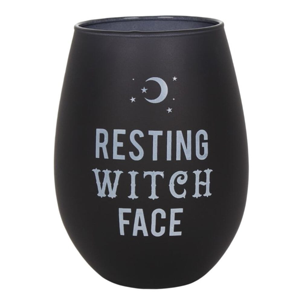 Resting Witch Face Stemless Wine Glass Glasses Secret Halo 