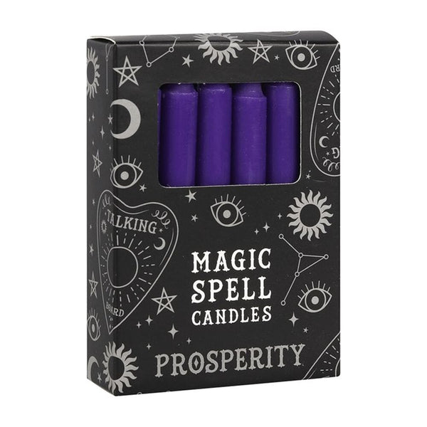 Set of 12 Purple 'Prosperity' Spell Candles Candles Secret Halo 