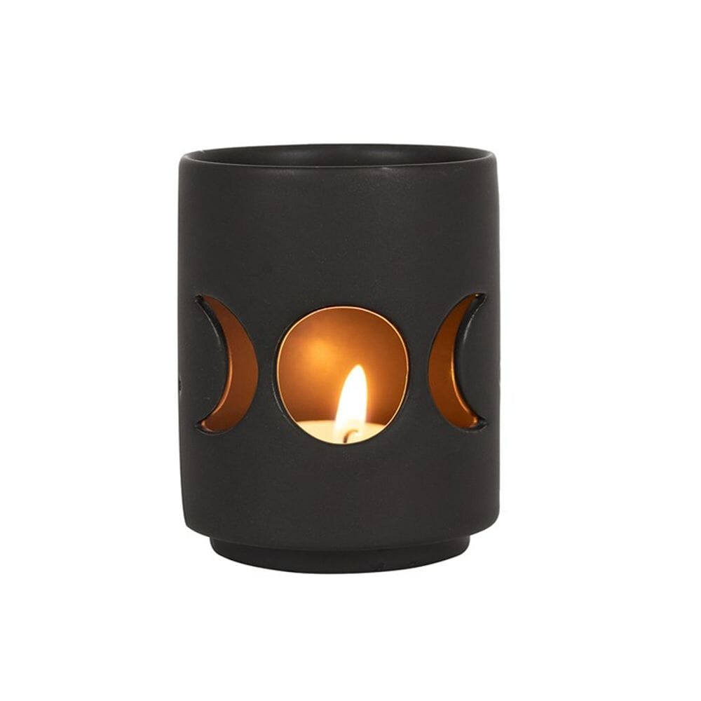 Small Black Triple Moon Cut Out Tealight Holder Candle Holders N/A 