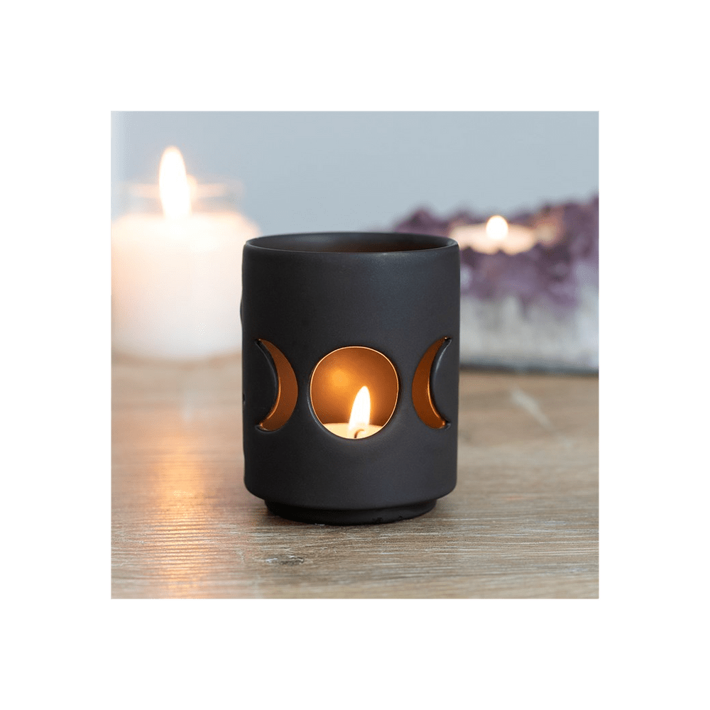 Small Black Triple Moon Cut Out Tealight Holder Candle Holders N/A 